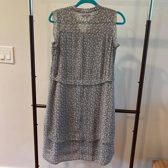 Madewell Sleeveless Button Front Leaf Print Shift Midi Dress Fully Lined Grey 2 - Picture 8 of 11